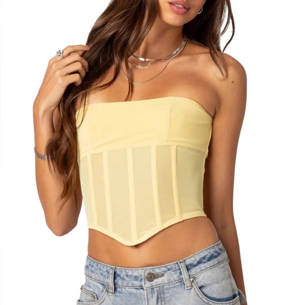 Yellow Strapless Corset Top